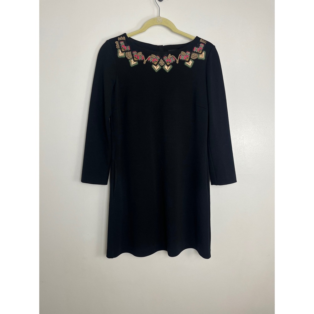 Etro Milano Hand Embroidered Wool Shift Dress Women IT 40 Italy